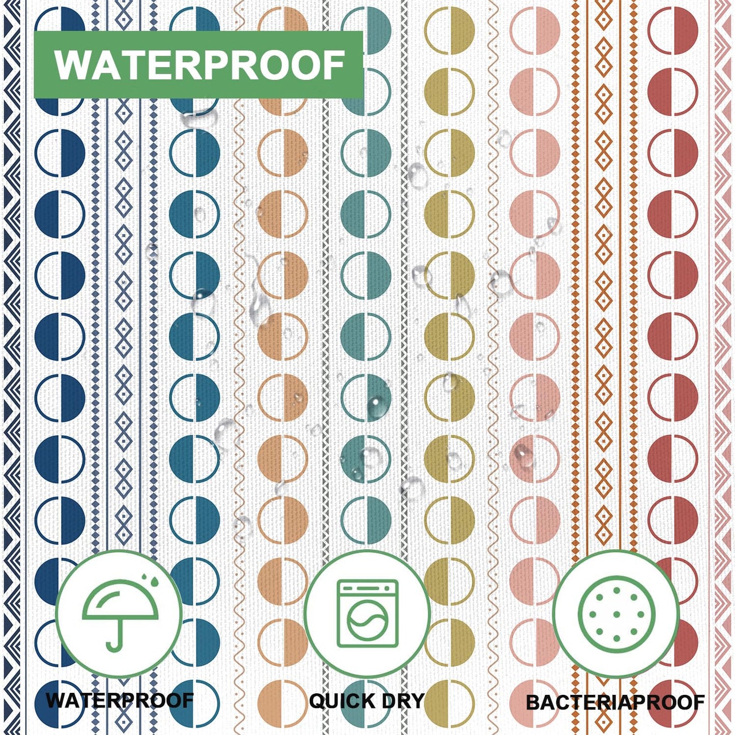 Yuphive Modern Geometric Shower Curtain, Boho Rainbow Simple Minimalist Shower Curtains for Bathroom, Kids Colorful Unique Abstract Pattern Waterproof Polyester Fabric Bathroom Set 12 Hooks 72X72IN