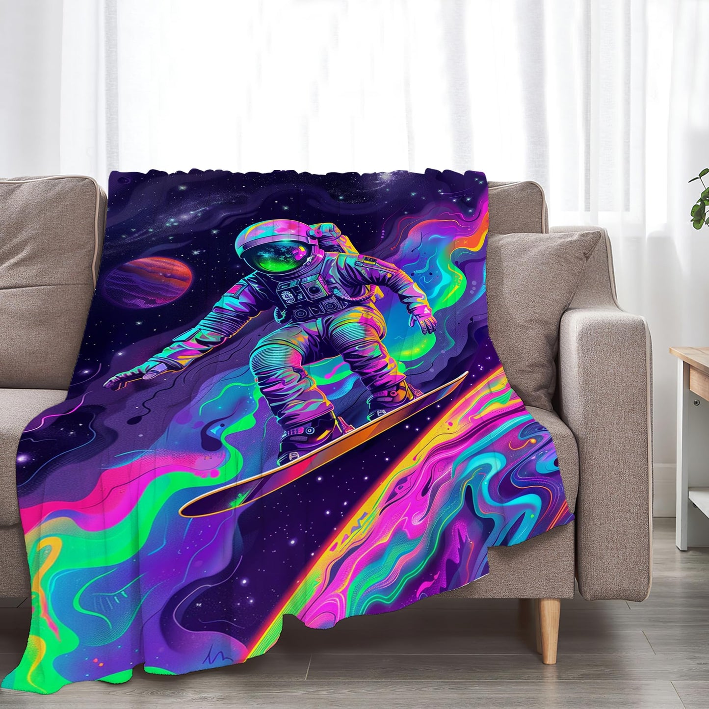 Astronaut Blanket Spaceman Throw Blanket Astronaut Gifts and Decor Fantasy Astronaut Blanket for Boys Girls Women Men Kids Adults Soft Warm Cozy Fleece Blanket for Couch Sofa Bed 50"x40"