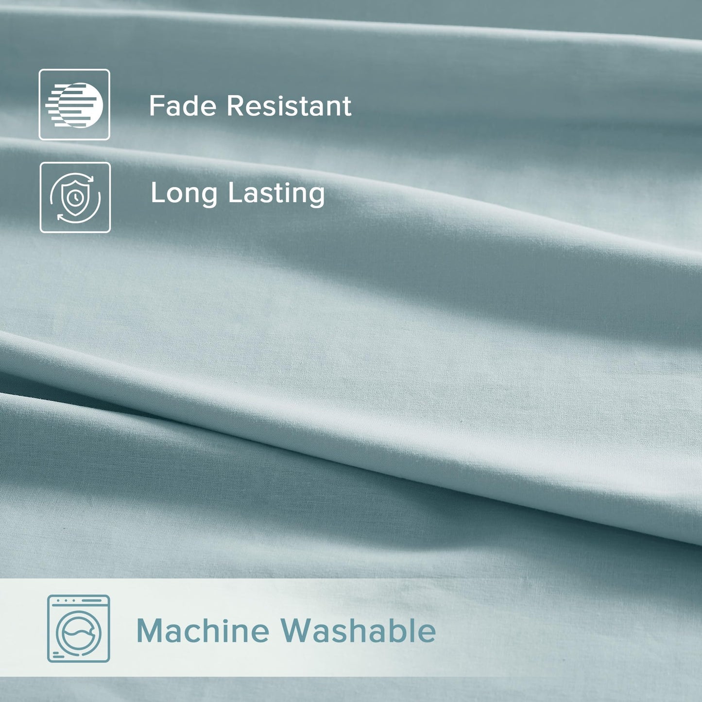 Comfort Spaces 100% Cotton Sheets King, Breathable & Soft Cotton Sheets, Naturally Cool Cotton Bed Sheets with 14" Elastic Pocket Fits up to 16" Mattress, All Season Sheet Set, Light Blue 4 Piece