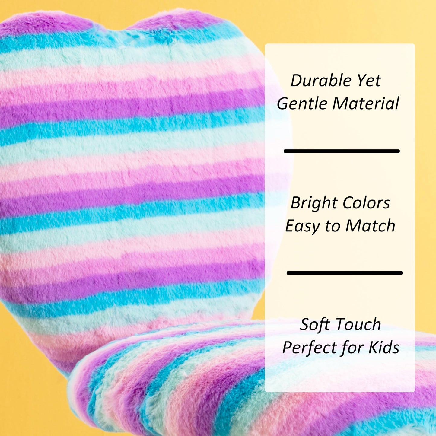 DM Furniture Small Desk Chair Swivel Kids Office Chair Fuzzy Student Computer Task Chair Faux Fur Vanity Chair Cute Heart Chair for Girls Boys Bedroom, Rainbow