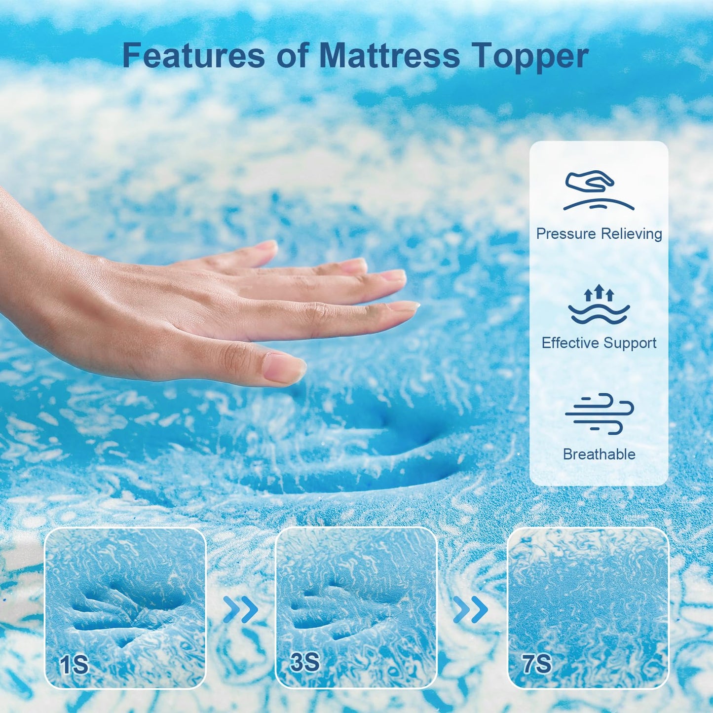 Bynex 2 Inch Gel Memory Foam Mattress Topper, Queen Size Cooling Bed Topper for Back Pain & Pressure Relief