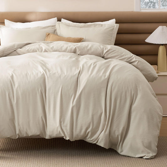 Bedsure Removable Cover with Comforter Duvet Insert King - 4 Pieces Beige Prewashed Soft Bedding Set for All Seasons Use, Includes 1 Duvet Cover, 1 Comforter, 2 Pillow Shams