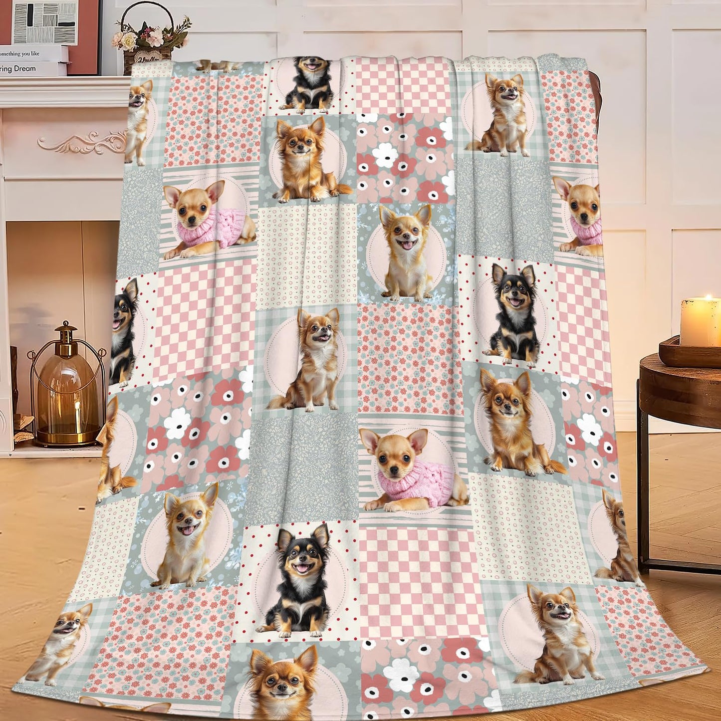 Cute Chihuahua Throw Blanket Chihuahua Dogs Cowboys Flannel Blankets Dog Lover Plush Super Soft Cozy Warm Decor Gifts for Boys Girls Kids Adults Men Women 40" x 50"