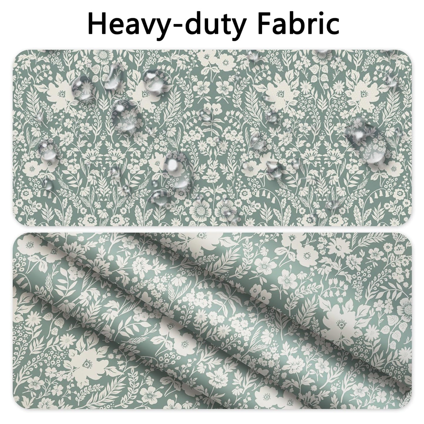NAEMBCU Sage Green Floral Shower Curtain and Liner Set 71x74 Inch