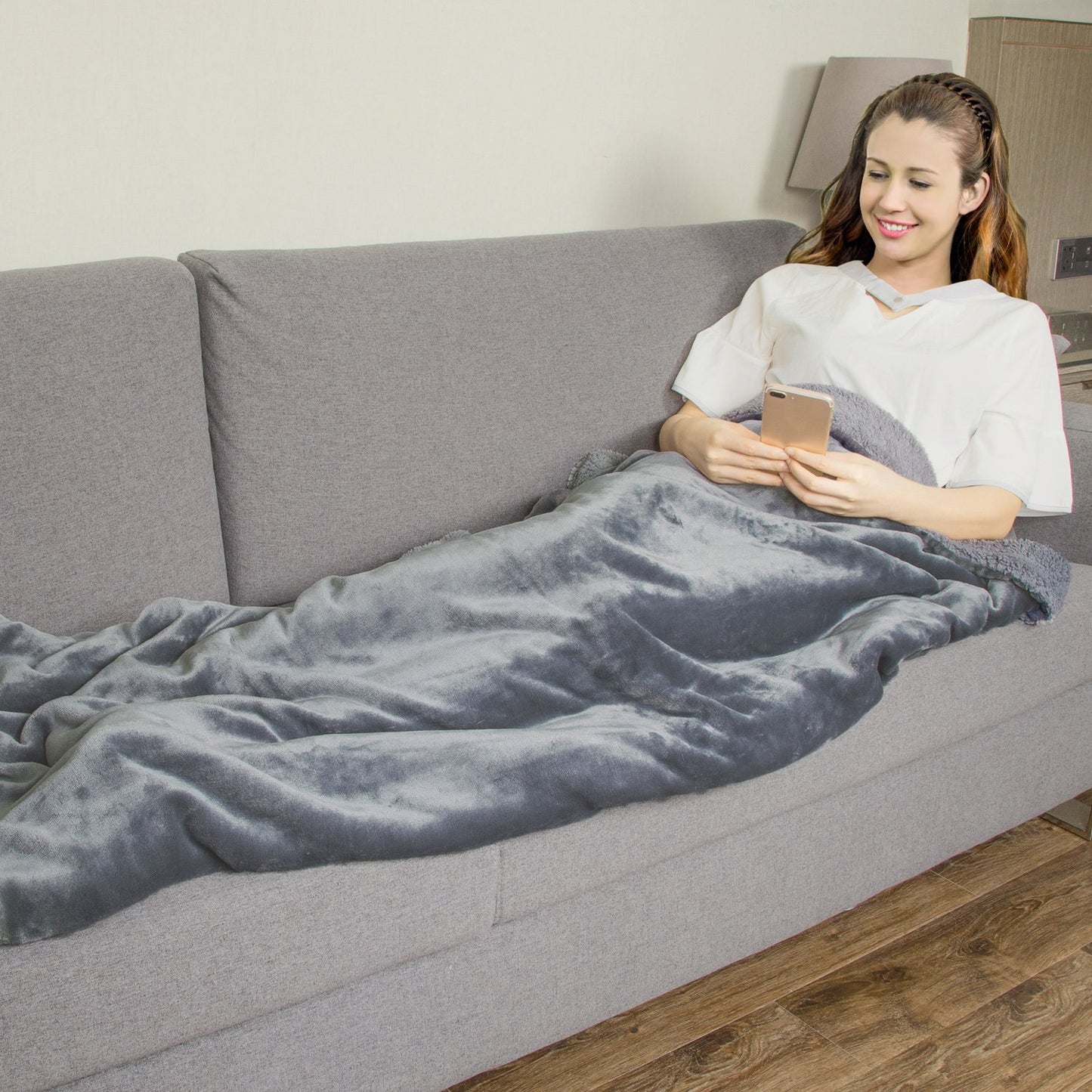 Catalonia Charcoal Grey Sherpa Throws Blanket, Valentine's Day Gift, Super Soft Fuzzy Comfy Micro Plush Fleece Blanket All Season for Sofa Couch Bed Reversible Match Color, Tone to Tone, 50x60 inch