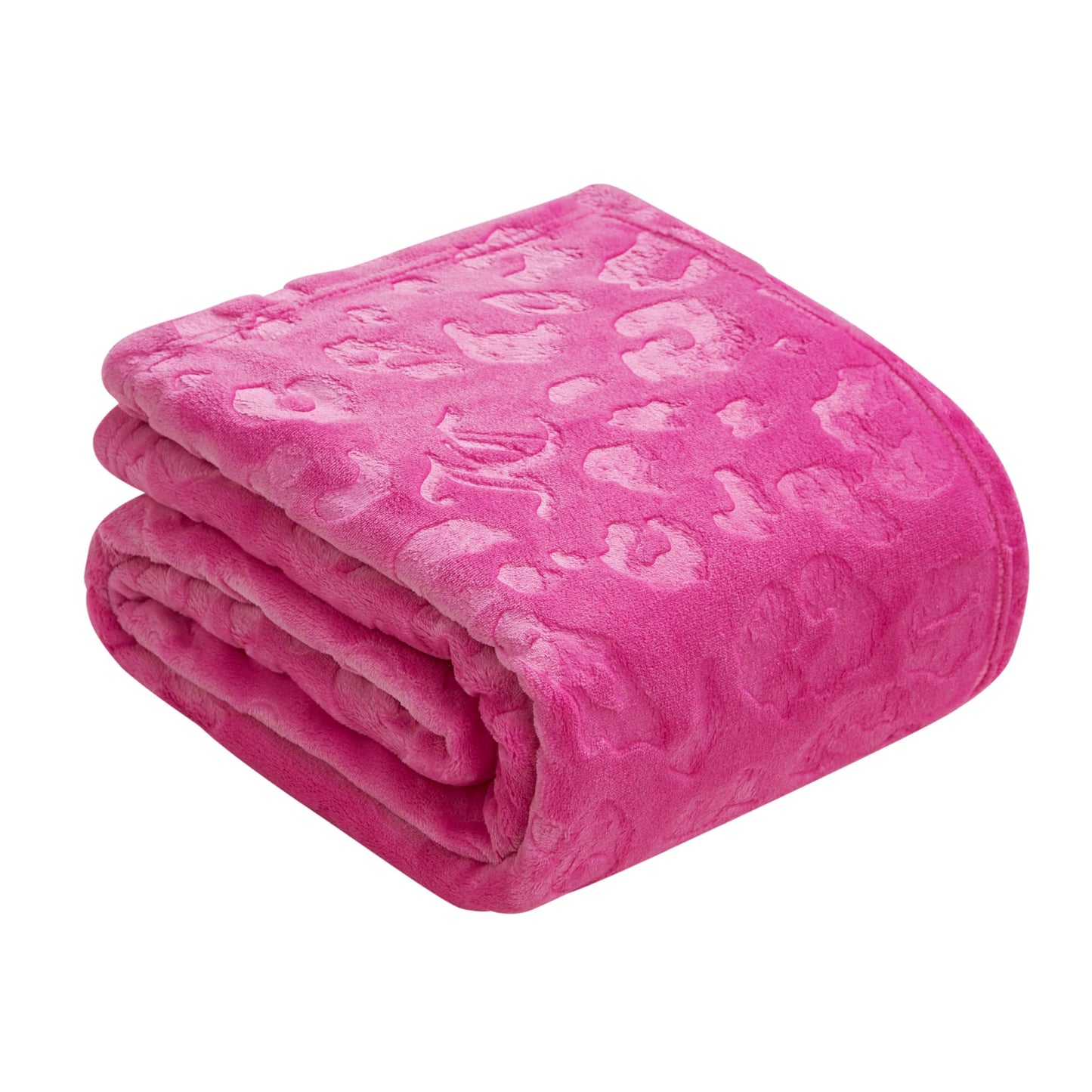 Juicy Couture Embossed Plush 60"x70" Oversized Throw Blanket, Cheetah Logo Hot Pink