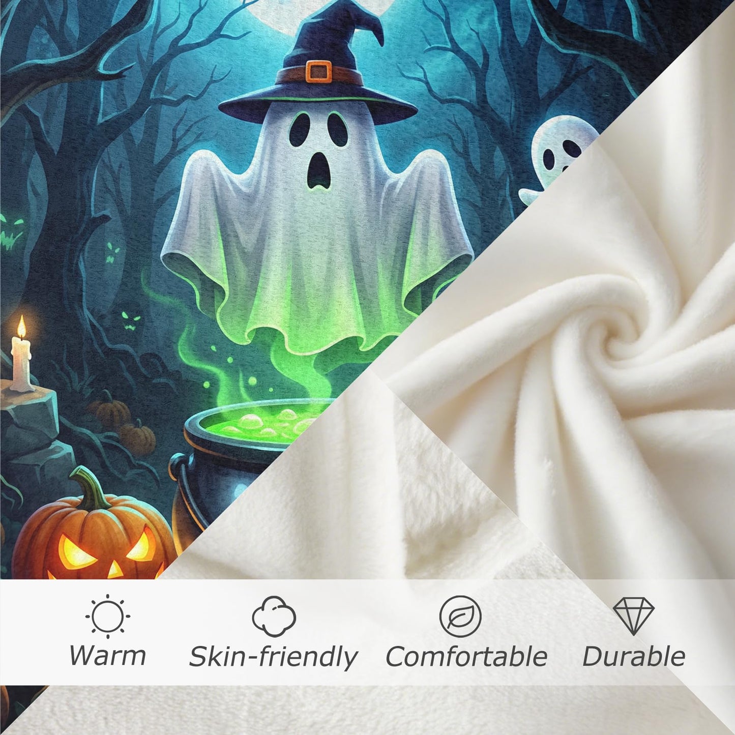 GEDAEUBA Halloween Throw Blanket Soft - Spooky Ghost Pumpkin Fleece Blanket Throw, Soft Cozy Blankets & Throws for Couch, Bed, and Sofa, 50x60 inches
