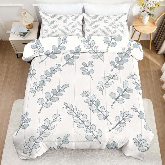 CERYUEE White Sage Eucalyptus King 3 Piece Comforter Bedding Set