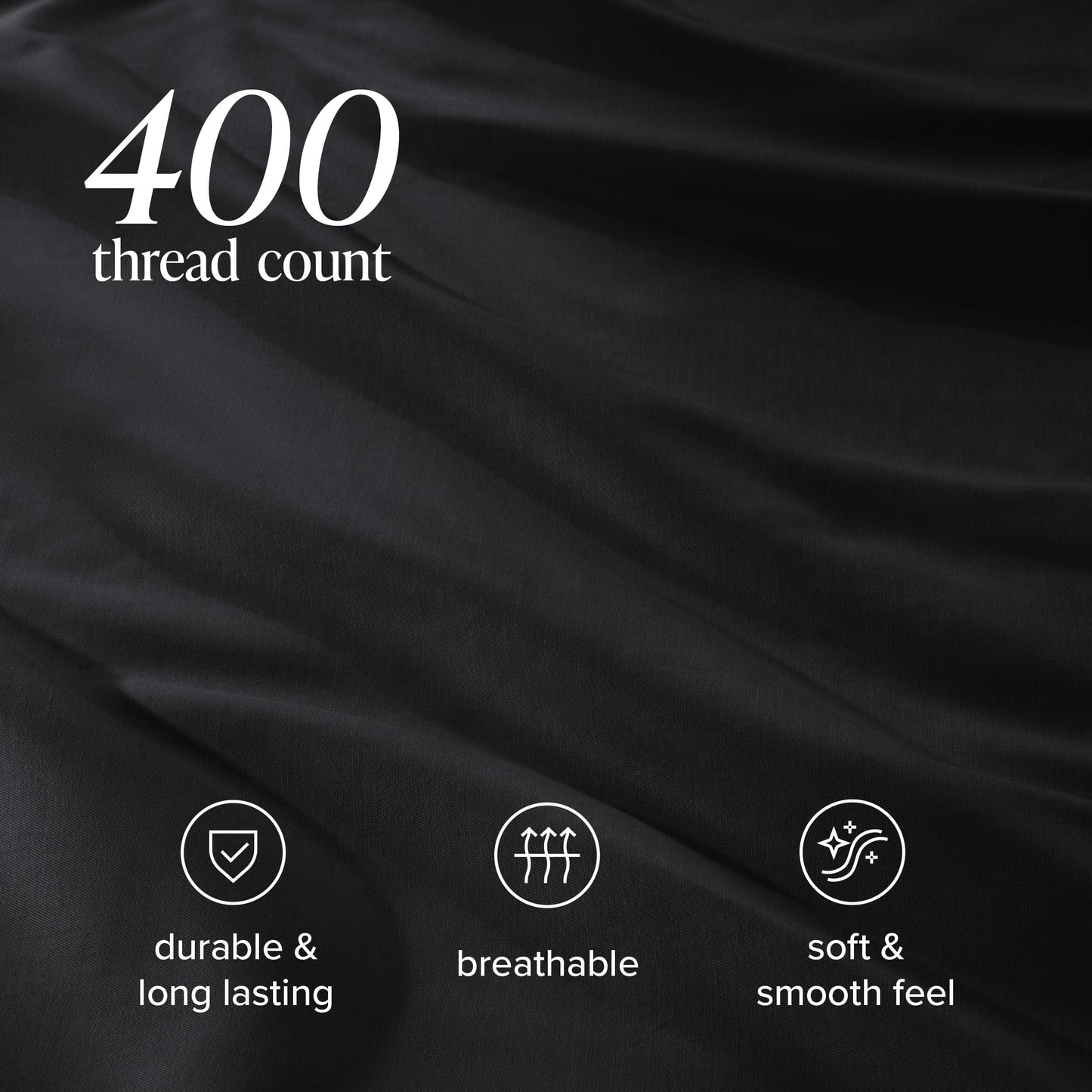 Bare Home 100% Organic Cotton Sateen Fitted Sheet - 400 Thread Count - Smooth Sateen Weave - Breathable & Cooling - Hotel Luxury - Durable Fitted Sheet - Deep Pocket (King, Black)