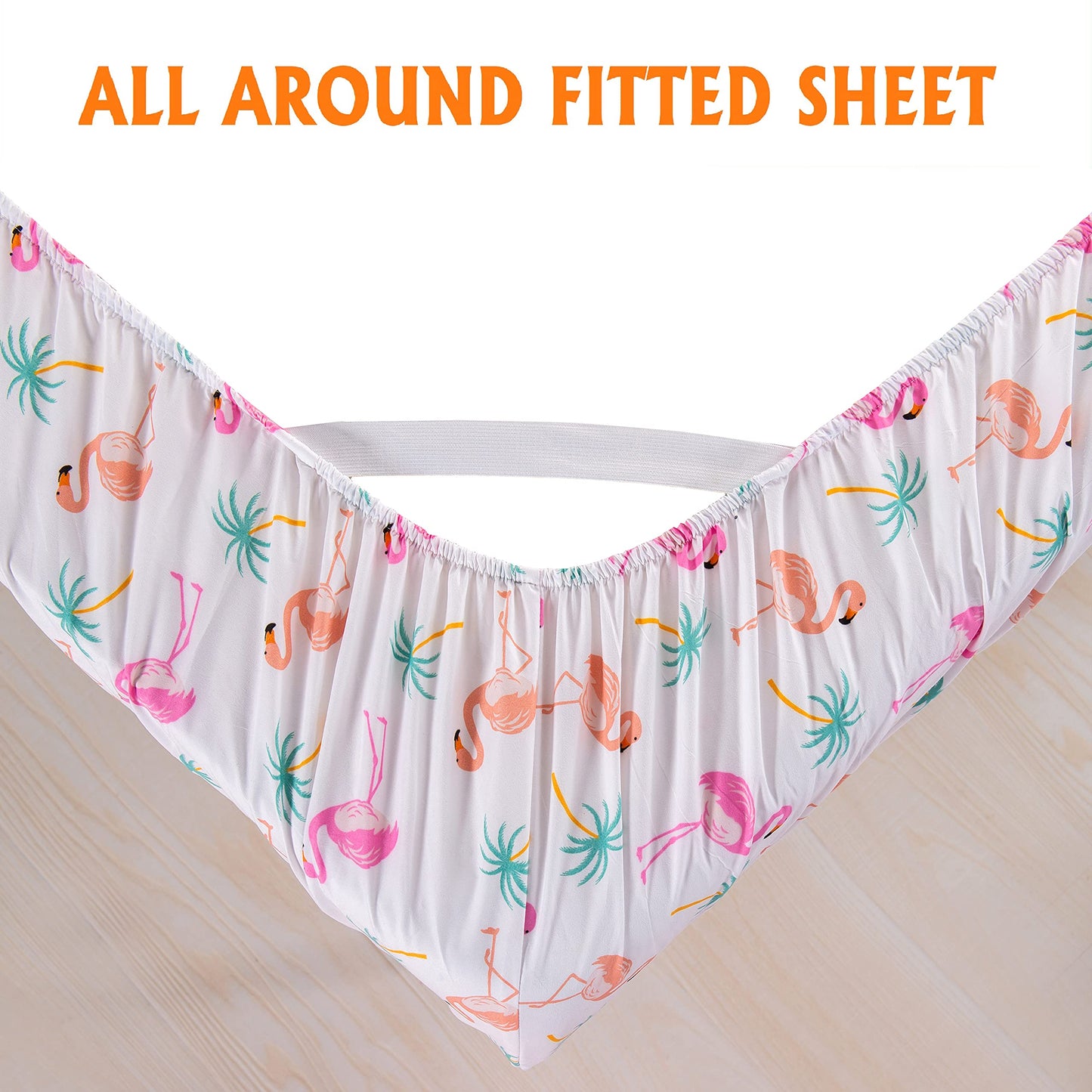 Elegant Comfort Ultra-Soft Double Brushed 6-Piece Microfiber Sheet Set Beautiful Tropical Patterns, and Vibrant Solid Colors, Luxury, All-Season Bed Sheet Set - Flamingo, Queen