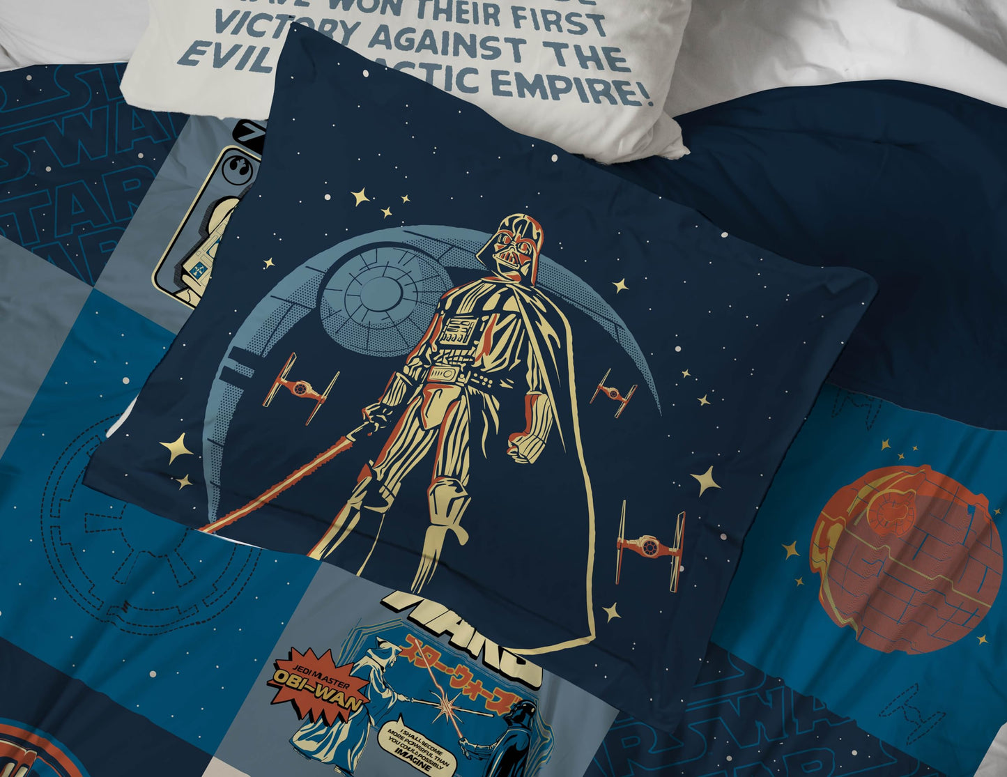 Jay Franco Kids Bed Set, Blue, Star Wars, 7 Piece Full