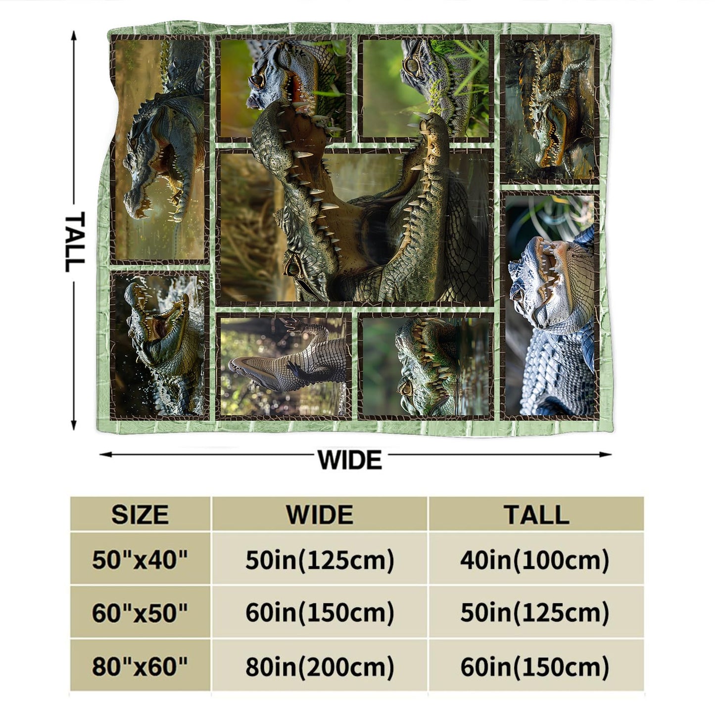 Baegopa Crocodile Blanket Alligator Throw Blanket 50"X40"