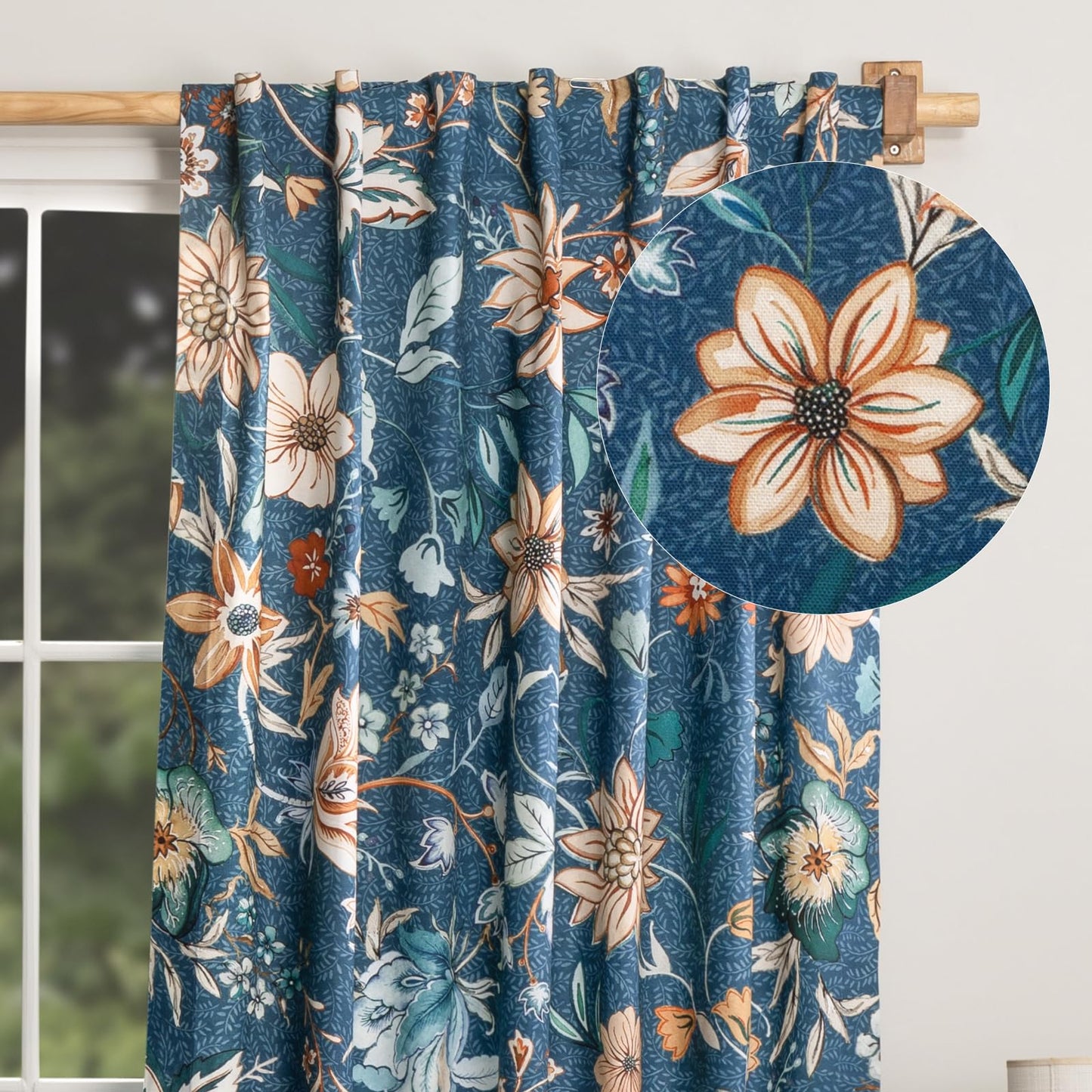 Maison d' Hermine Curtains for Living Room 100% Cotton 96 inch Length One Panel Light Filtering Curtains for Windows with Rod and Loop Pockets (Luxury Loft - Dark Teal, 50" W x 96" L)