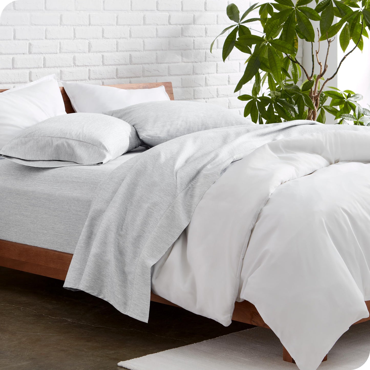Bare Home Queen Sheet Set - Luxury 1800 Ultra-Soft Microfiber Double Brushed - Deep Pockets - Easy Fit - 4 Piece Set - Bedding & Pillowcases (Queen, Heathered Pewter)