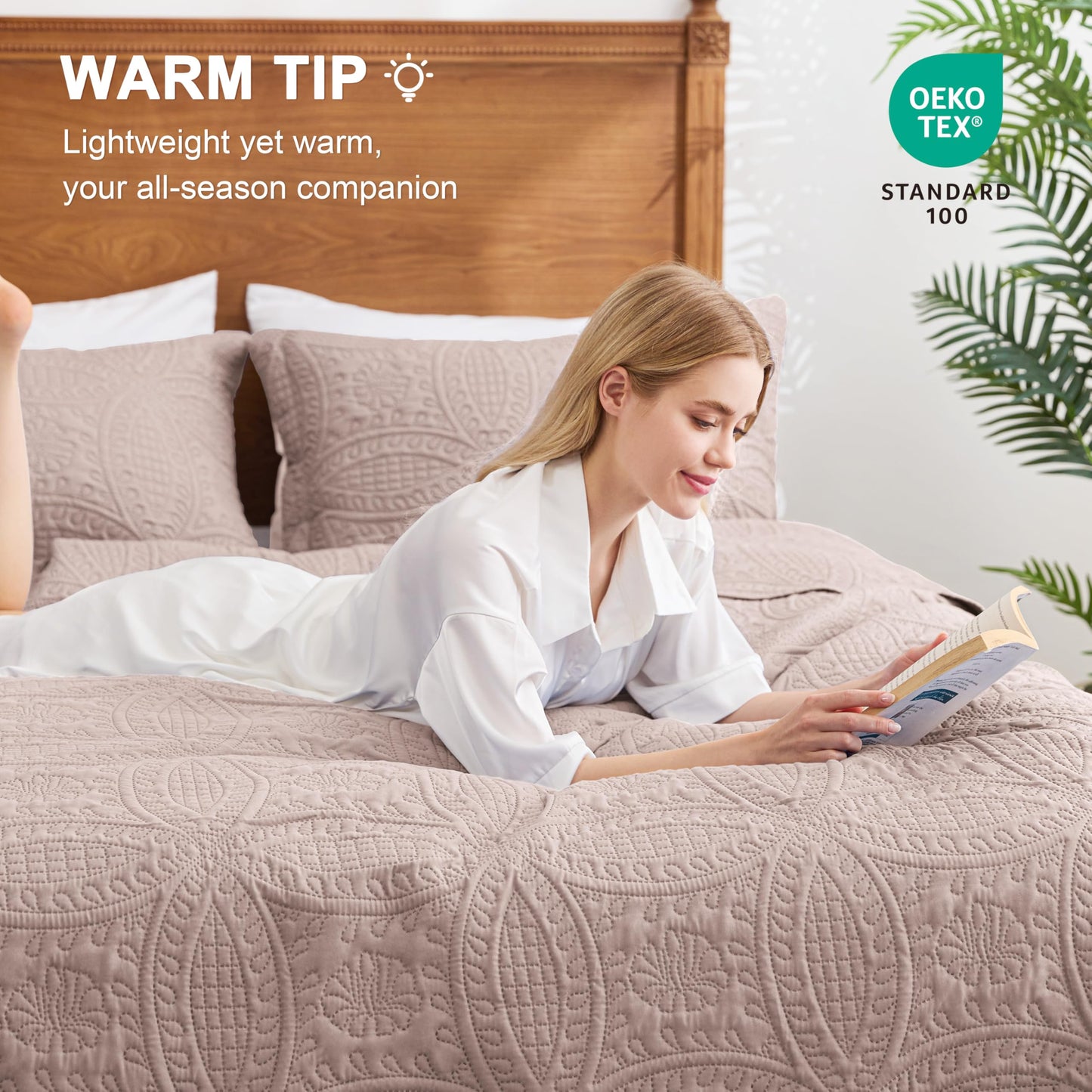 Love's cabin California King Size Quilt Bedding Set Burlwood Bedspreads - Cal King Lightweight Bedspread Comforter - Coin Pattern Coverlet for All Season - 3 Pieces (1 Quilt, 2 Pillow Shams)