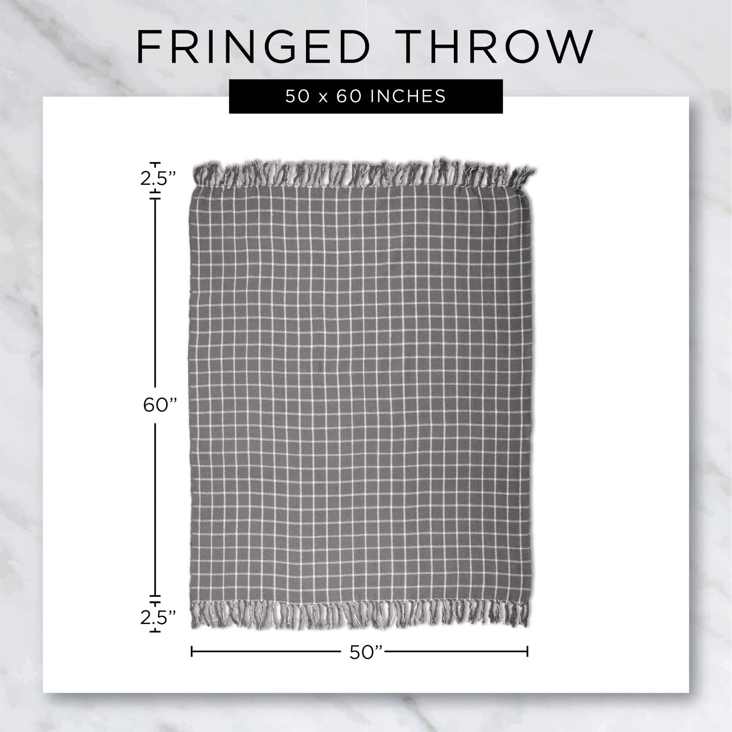 DII Industrial Tonal Textured Woven Throw 50x60, Stone