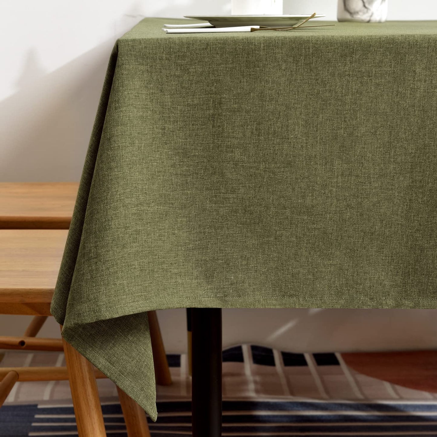BALCONY & FALCON Table Cloth for 6 Foot Rectangle Tables – Waterproof, Wrinkle-Free Farmhouse Tablecloth for Dining, Kitchen, Wedding, Baby Shower & Christmas Holiday Gatherings (Olive, 57" x 118")