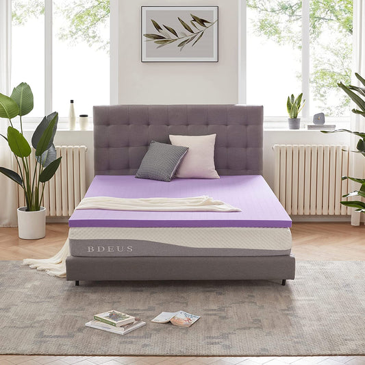 SINWEEK 1.5 Inch Gel Memory Foam Mattress Topper Ventilated Soft Pressure Relieve Mattress Pad, Breathable Bed Topper, CertiPUR-US Certified, Queen Size