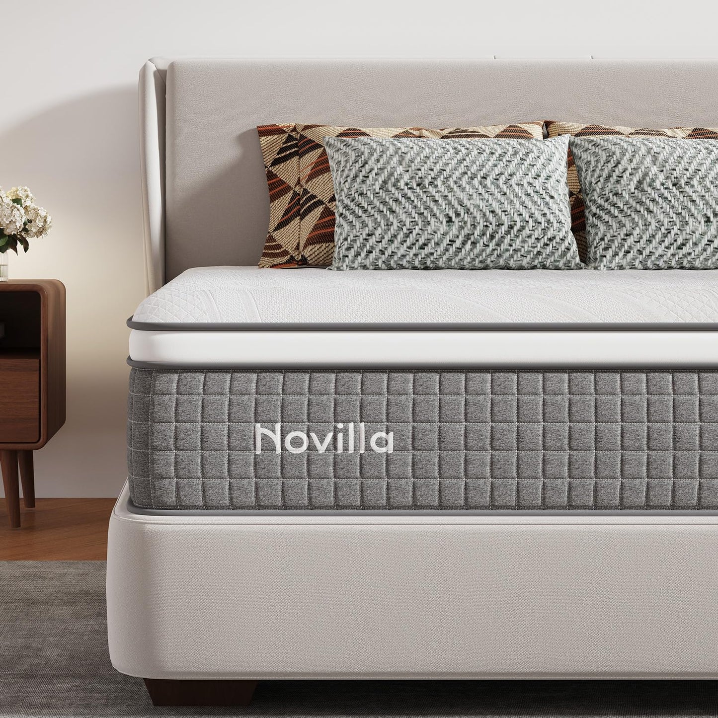 Novilla 12 Inch Twin Hybrid Mattress,Twin Size Mattress with Pocketed Coils, Gel-Infused Memory Foam & Cool-Touch Nylon Cover for Balanced Support & Spinal Alignment CertiPUR-US Certified
