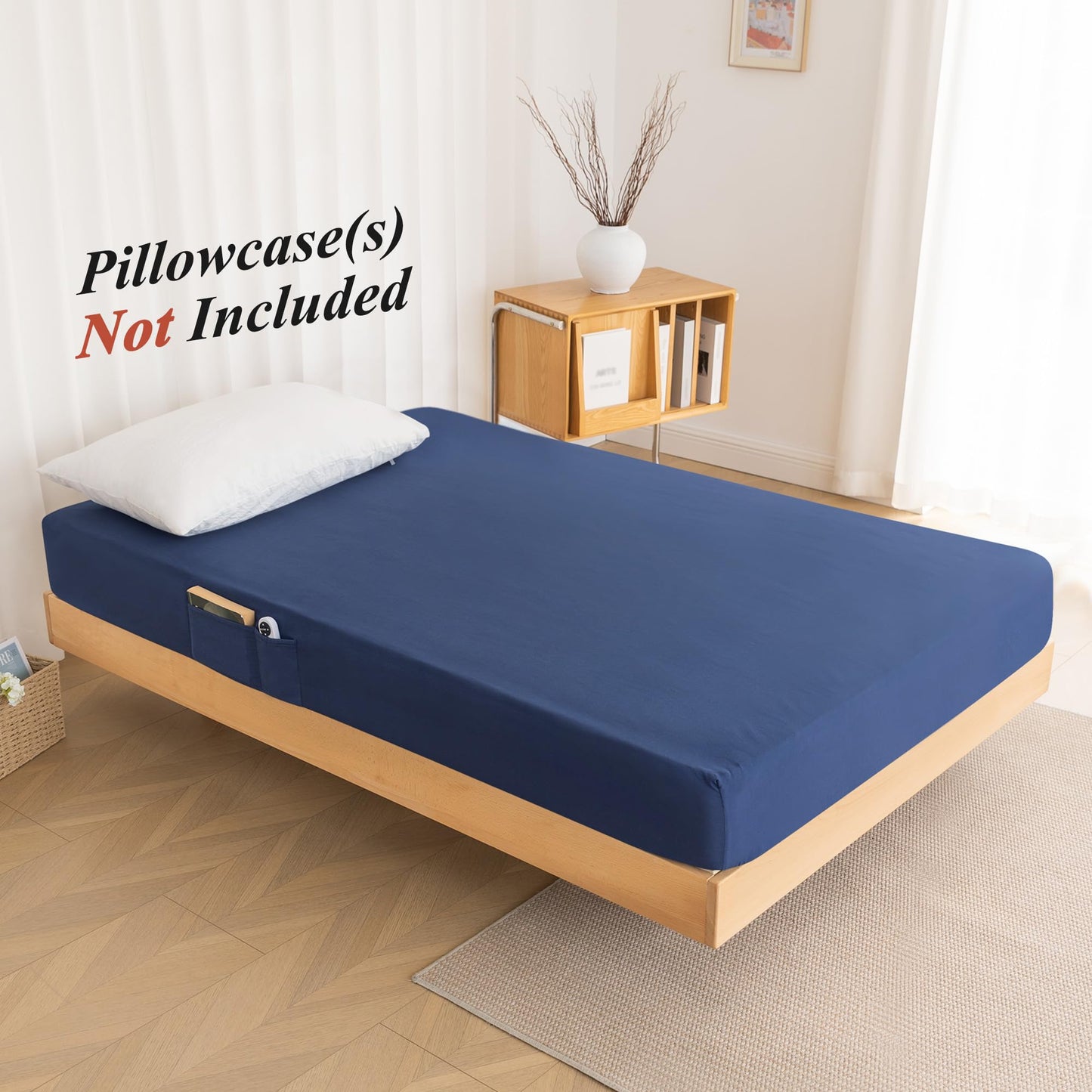 Twin Fitted Sheet Only - Premium 1800 Super Soft & Cozy Microfiber, Wrinkle, Fade, Shrinkage Resistant Deep Pocket Twin Size Fitted Bottom Sheet, Navy