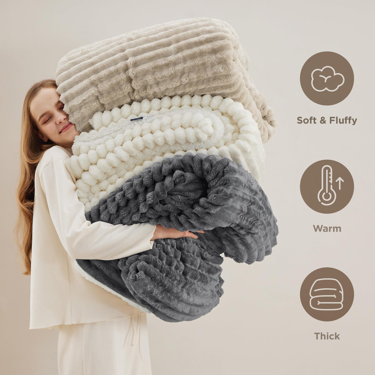 Bedsure Bundle of 1 Sherpa Blanket 50x60 & 1 Faux Fur Blanket 50x60