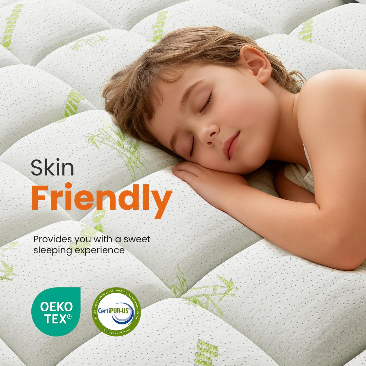 DUMOS Queen Size Ultra Soft Mattress Topper, Viscose Derived from Bamboo, Pillow Top Mattress Pad with Stretchable Pockets, Breathable Cooling Topper for Back Pain Relief