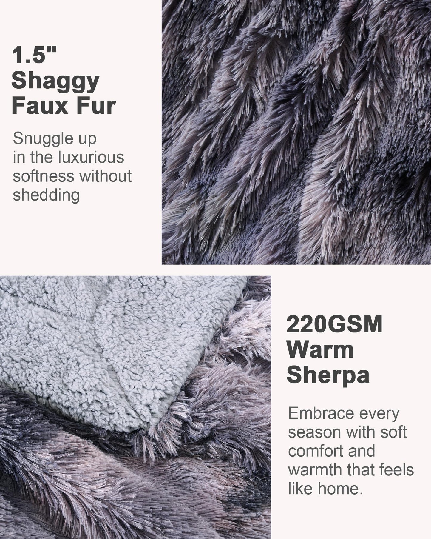 UINIU Super Soft Fluffy Faux Fur Sherpa Fleece Blankets Queen Size for Bed, Bedroom Decor Winter Big Blankets Thick Warm, Fuzzy Plush Heavy Bedding Cozy Gifts for Women Men Mom Dad, 90" x 90"