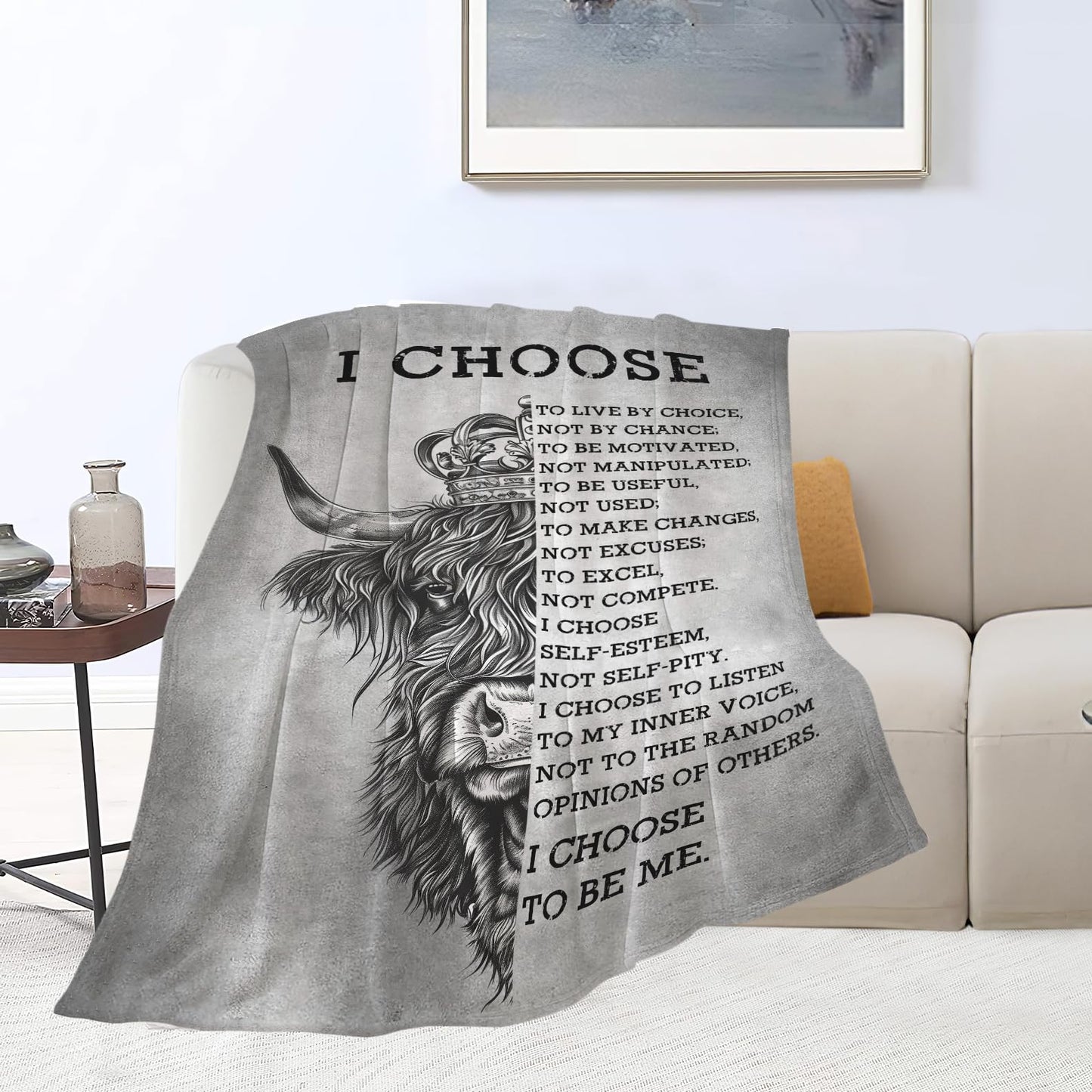 Uphomart Highland Cow Blanket Cow Throw Blanket Cozy Fleece Flannel Bedding Black and White Highland Cow Gifts for Women Men Boys Girls Adults Lovers Stuff Plush for Couch Sofa Bed Room Decor 40"X50"