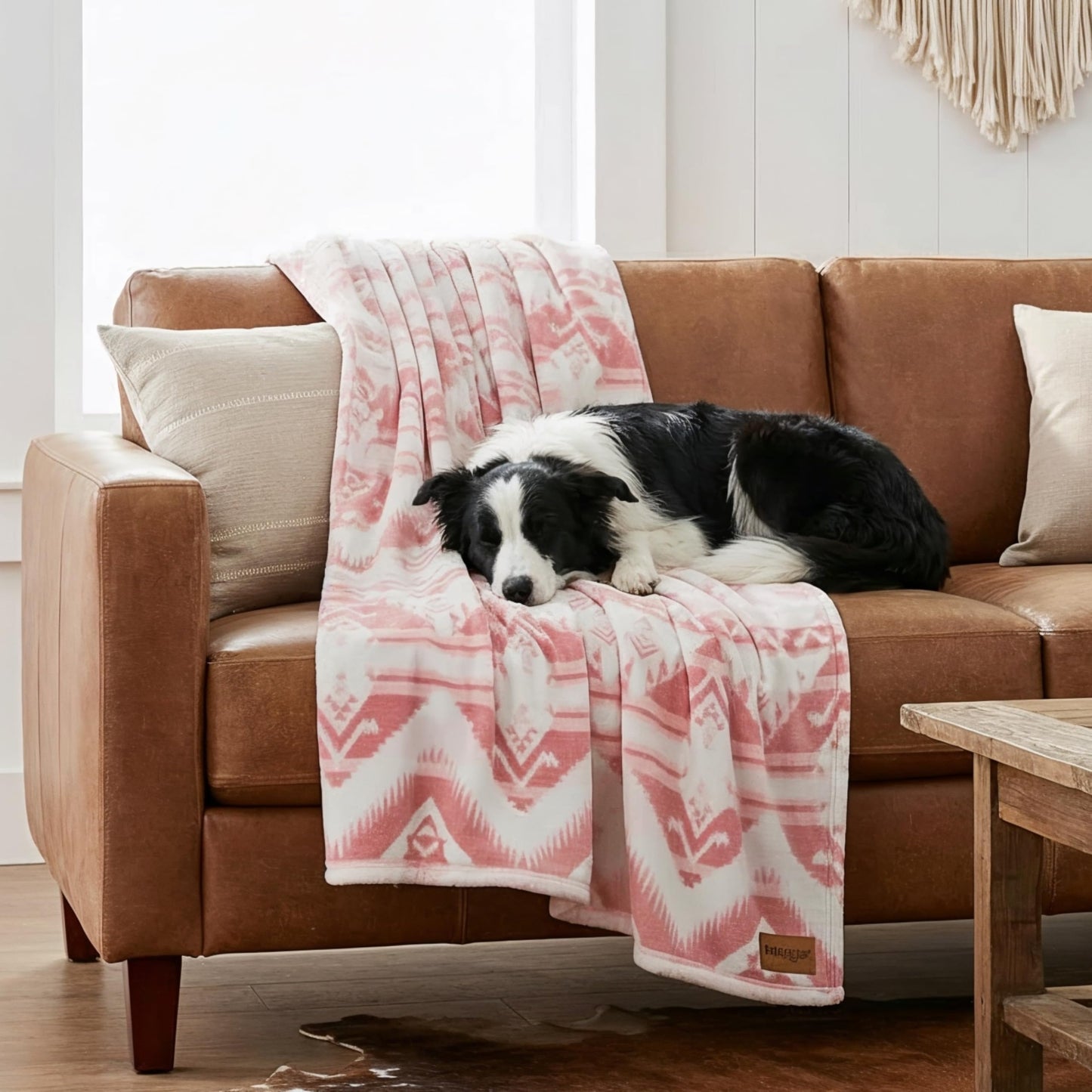 Wrangler - Fleece Throw Blanket for Couch 50x70, Ultra Soft Reversible Plush Blanket, Americana Decor, Western Style Throw for Sofa, Bed, Living Room (Jesse Pink)