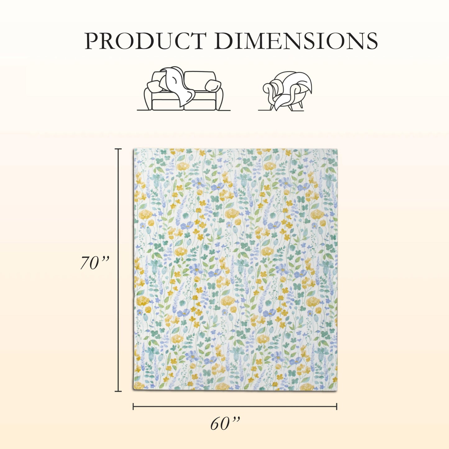 Creative Home Ideas Oversized Plush Throw Blanket 60" x 70", Talia Floral Chambray Blue