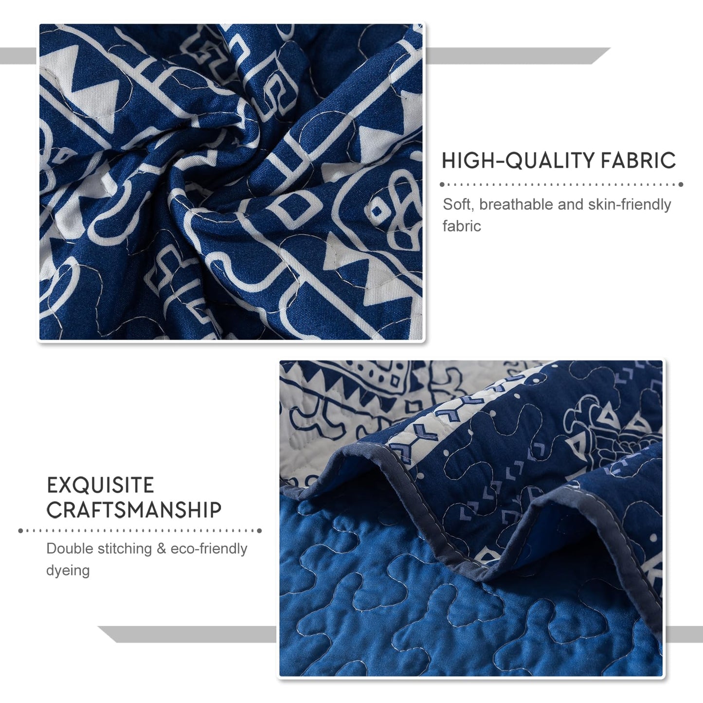 Travan 3-Piece Quilt Set Quilted Bedspread Garden Style Floral Printed Oversized Microfiber Lightweight Coverlet Set with Shams, Exquisite, King Size