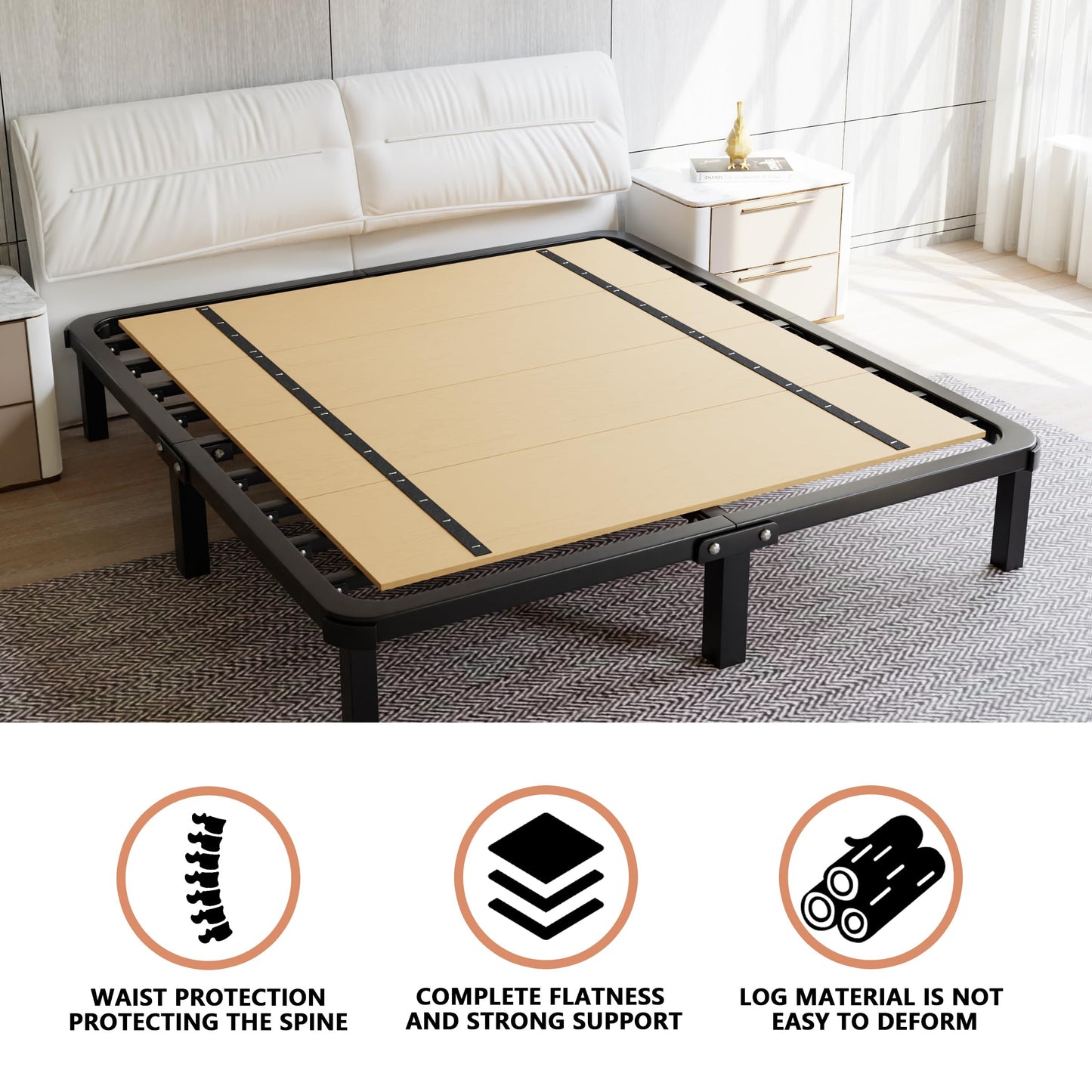 Imperius Foldable Box Spring, Bunkie Board, Bed Support Slats, Bed Boards for Under, Twin (60x30)