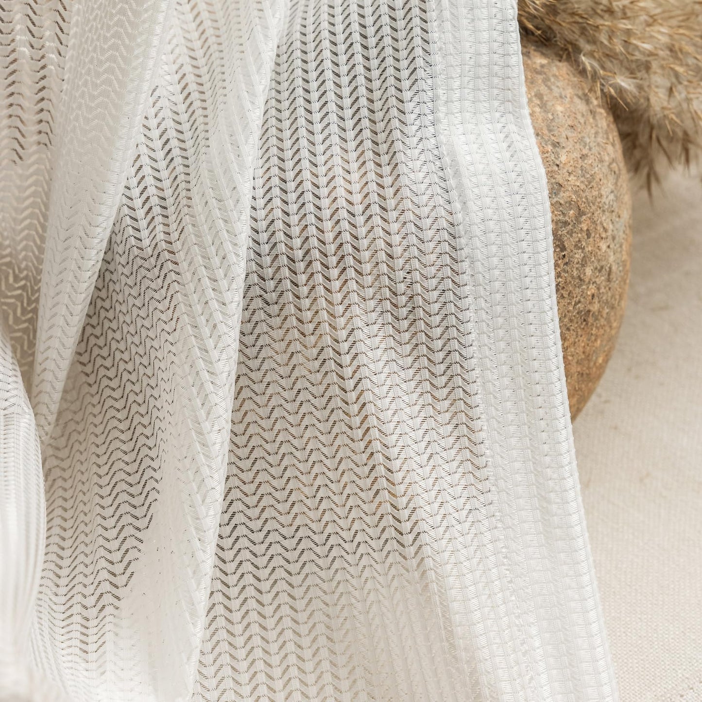 LETAU Off White Sheer Curtains 96 inches Long, Pinch Pleated Lace Little Waves Window Sheer Curtains Panels Drapery, 42" W x 96" L, 2 Panels