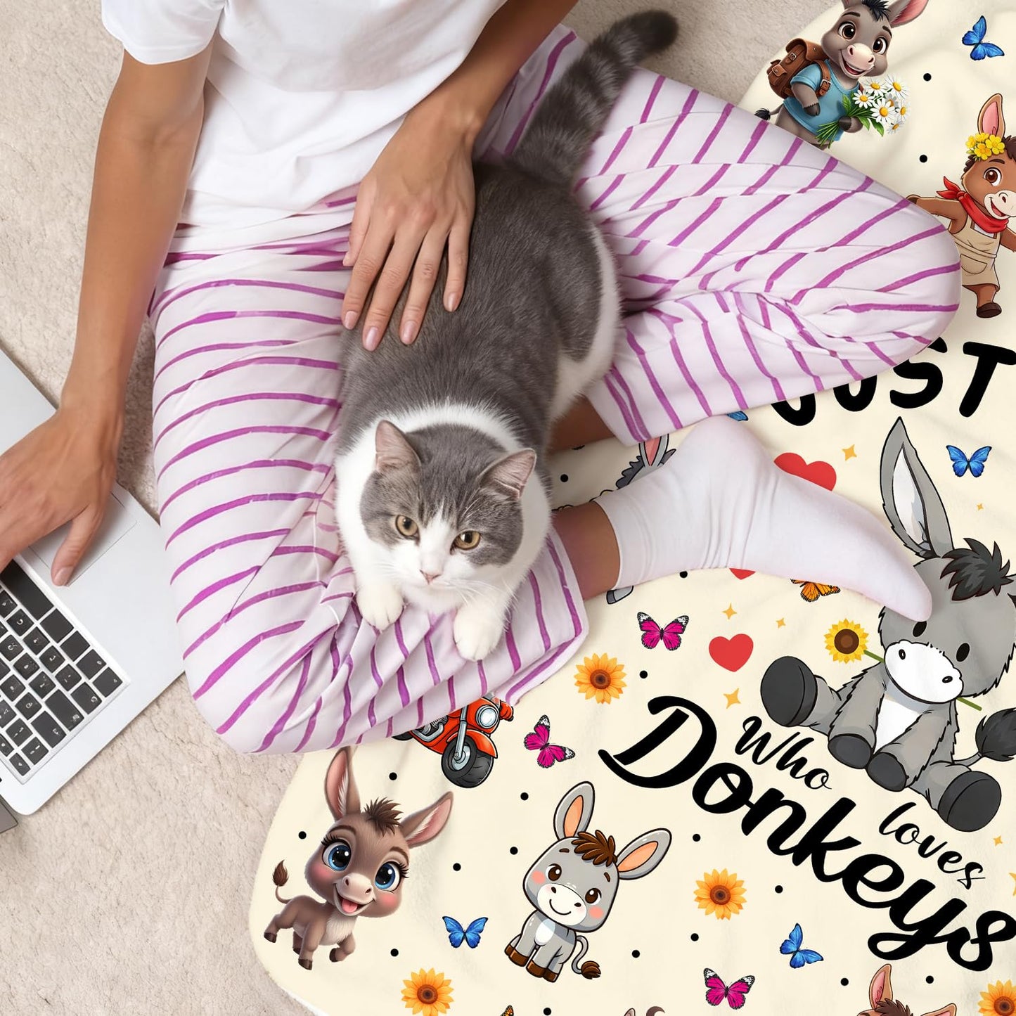 MOUND BOOM Donkey Blanket Gifts for Women Adults,Animal Stuff Plush Just A Girl Who Loves Donkeys Throw Blankets,Donkeys Gifts for Donkey Lovers Girls 50"X40"