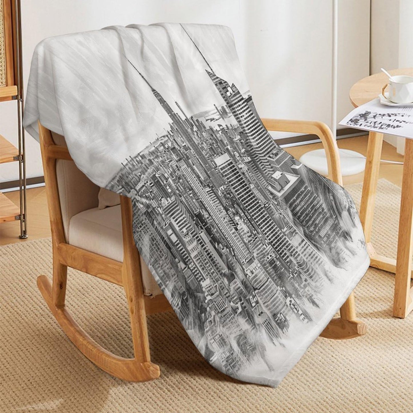 City Throw Blanket,New York Skyscraper Pattern Soft Cozy Warm Flannel Blankets for Sofa Couch Bed Gifts for Lover Kids Boys Grils Women Adults 30x40 Inch