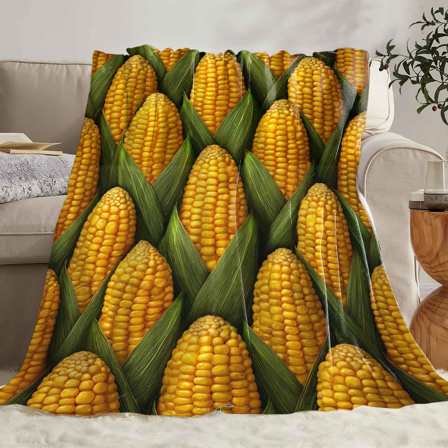 Corn Lover Blanket for Women Girls, Corn Flannel Throw Blanket, Cozy Fleece Soft Stuff Blankets Gift for Kids Couch Sofa Bed 50" x 40"