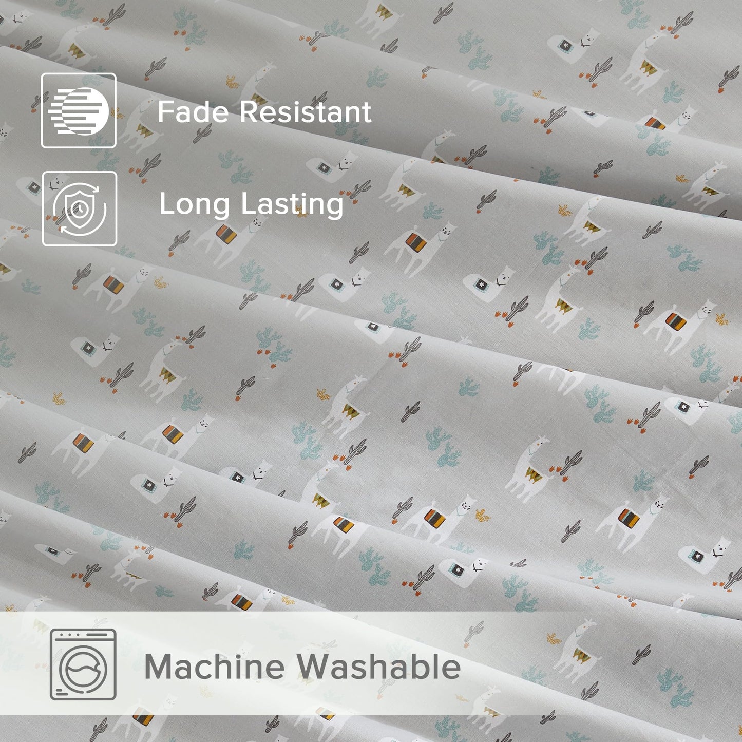 Comfort Spaces 100% Cotton Sheet Set Breathable, Lightweight, Soft with 14" Elastic Pocket Fits up to 16" Mattress, All Season Cozy Bedding, Matching Pillow Case, Full Lama Multi 4 Piece