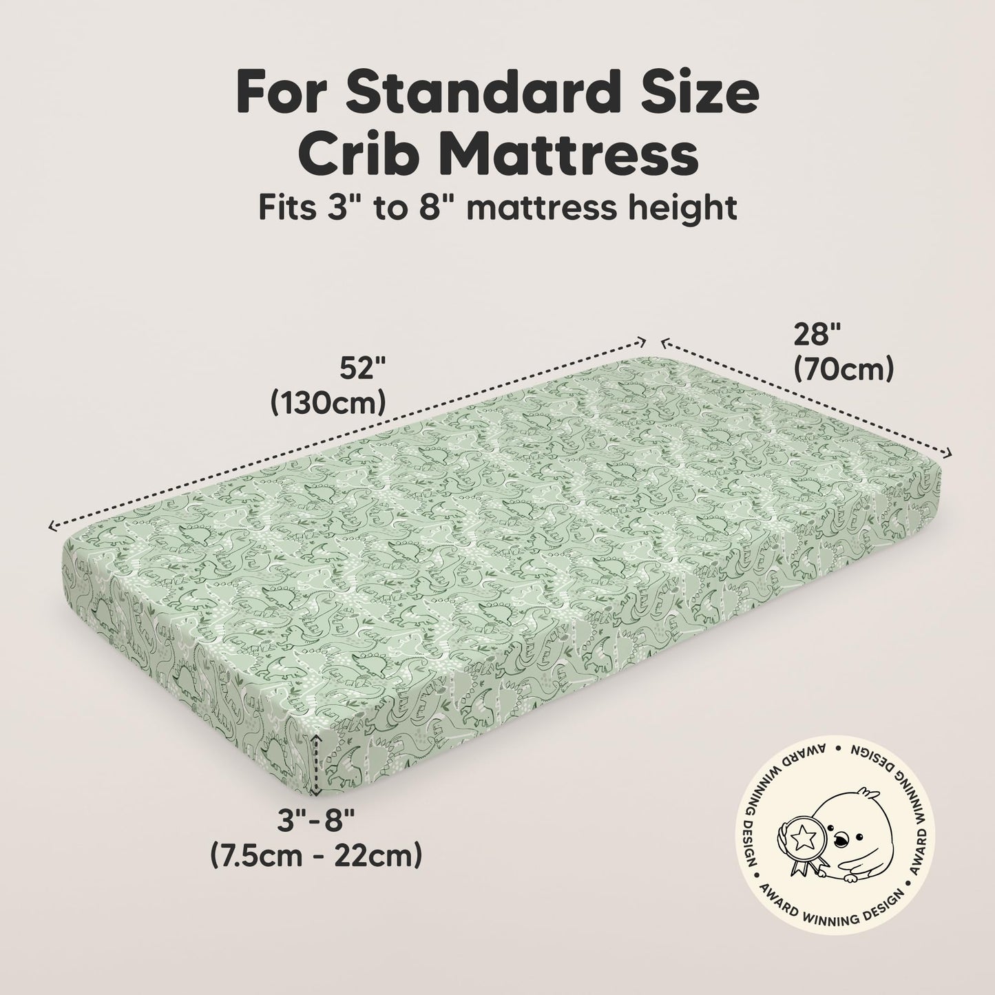 KeaBabies 2-Pack Organic Cotton Crib Sheets for Boys, Girls - 52x28 Fitted Crib Mattress Sheet Neutral, Breathable Cover for Baby Bed Set, Toddler Mattress, Soft & Cute Prints (DinoDood)