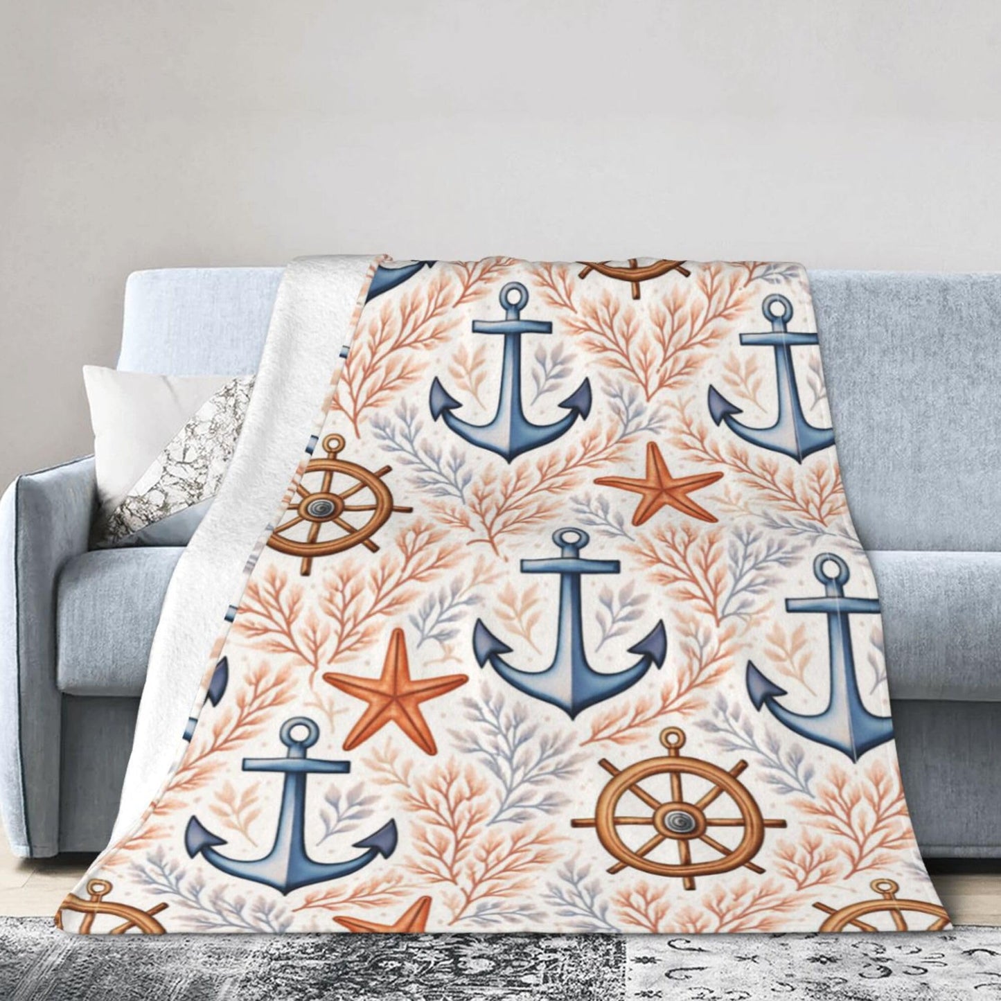 Anchor Throw Blanket 50"x40" Super Soft Plush Fluffy Fleece Cozy Fuzzy Anchor Blanket for Girls, Women, Kids, Boys, Adults, Men Anchors Lover Gift & Home Decor