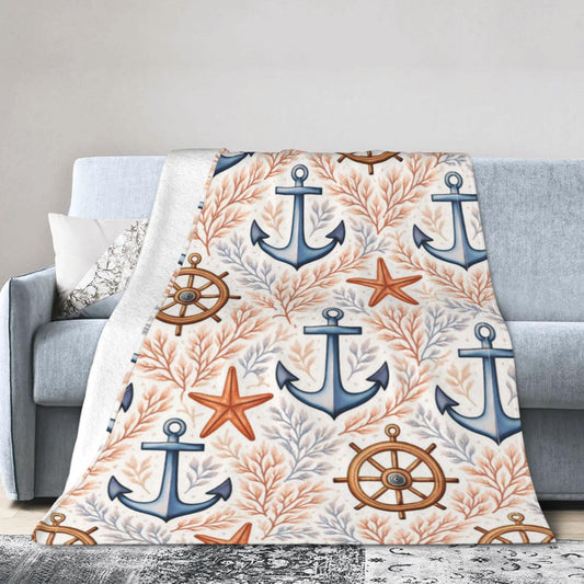 Anchor Throw Blanket 50"x40" Super Soft Plush Fluffy Fleece Cozy Fuzzy Anchor Blanket for Girls, Women, Kids, Boys, Adults, Men Anchors Lover Gift & Home Decor