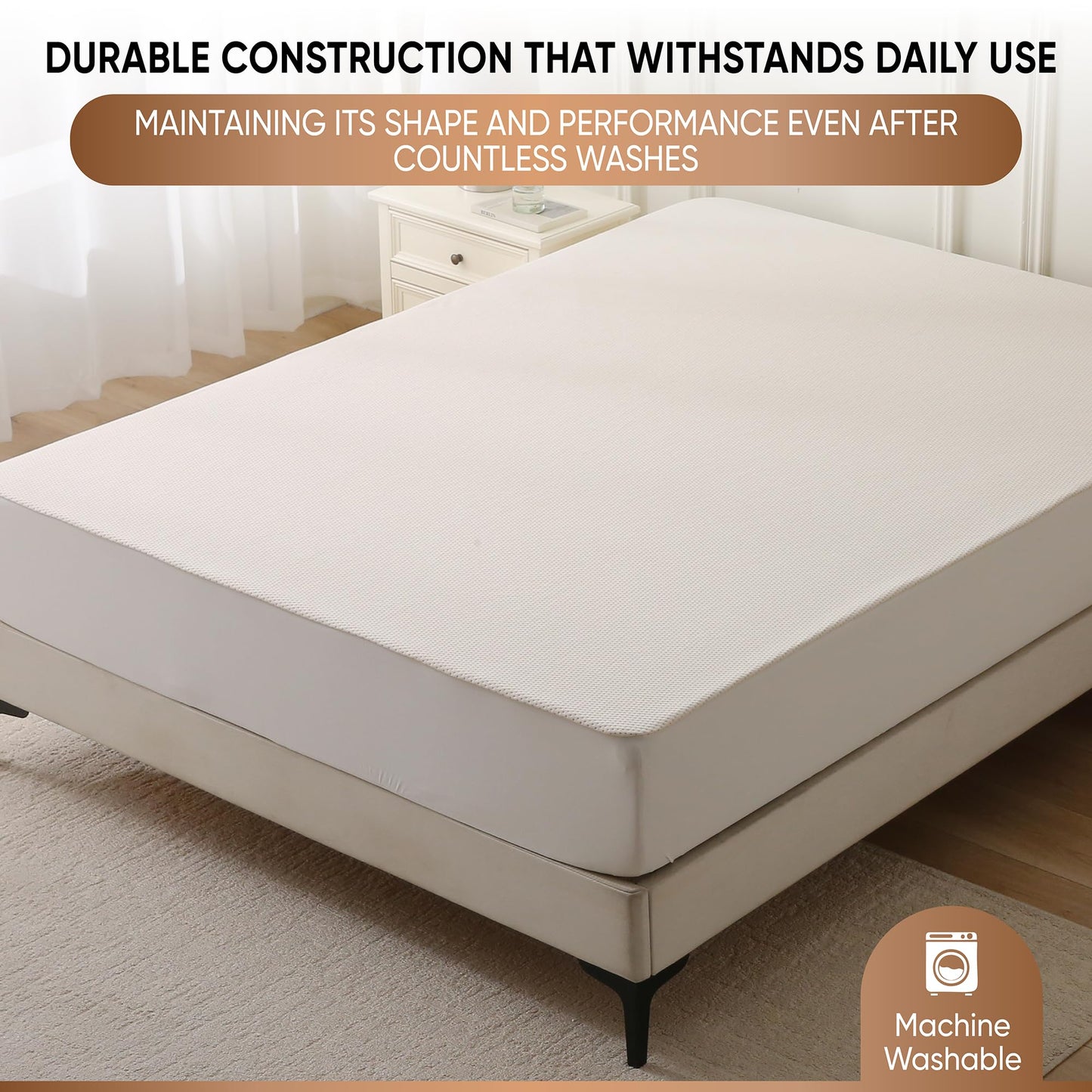 Deluxe Cooling Mattress Protector Full - Waterproof - Crisp, Breathable Organic Cotton Surface with a Percale-Inspired Feel - 280GSM Air-Knit Mattress Pad - Noiseless Deep Pocket