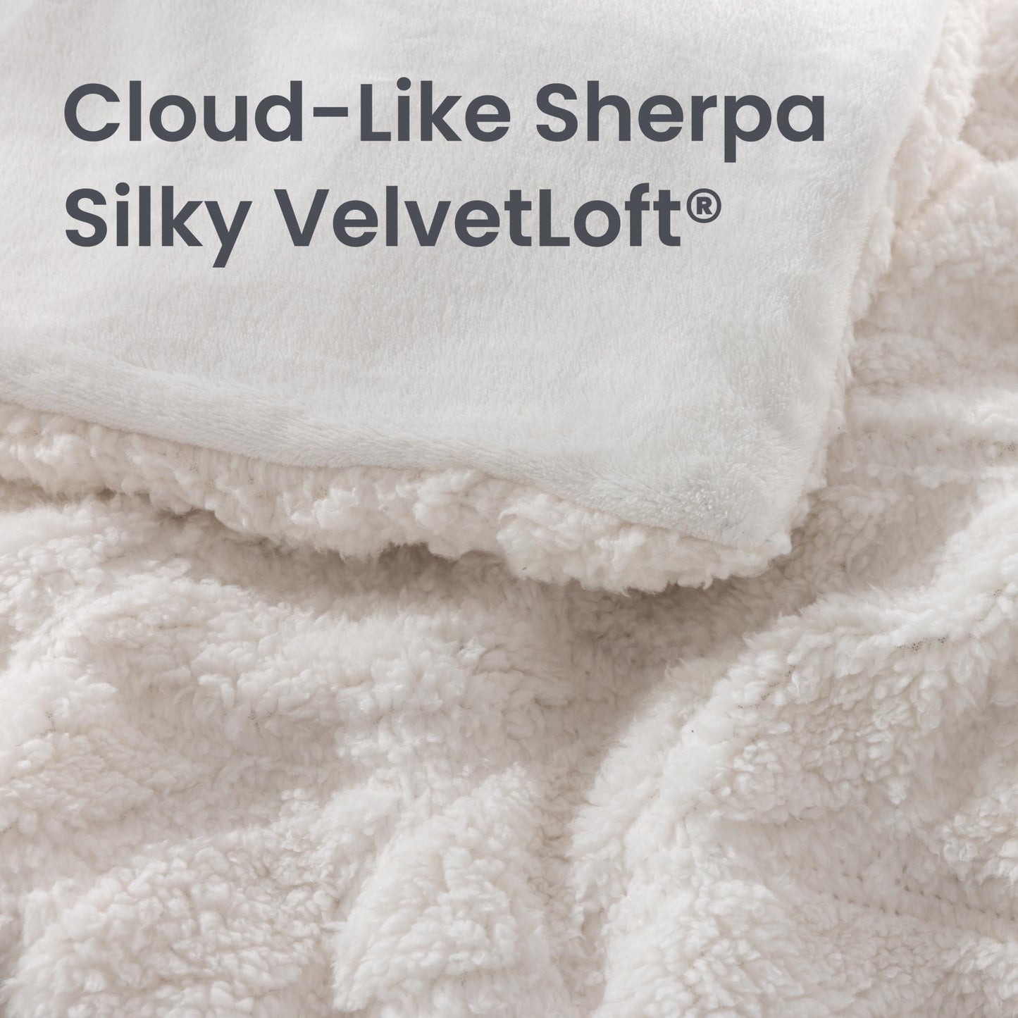 Berkshire Sherpa & Velvetloft Comforter Set Full/Queen, Luxuriously Warm Fleece Reversible Microfiber Plush Bedding Set with 1 Comforter(90"x90") and 2 Pillow Shams(24"x30"), Sour Cream