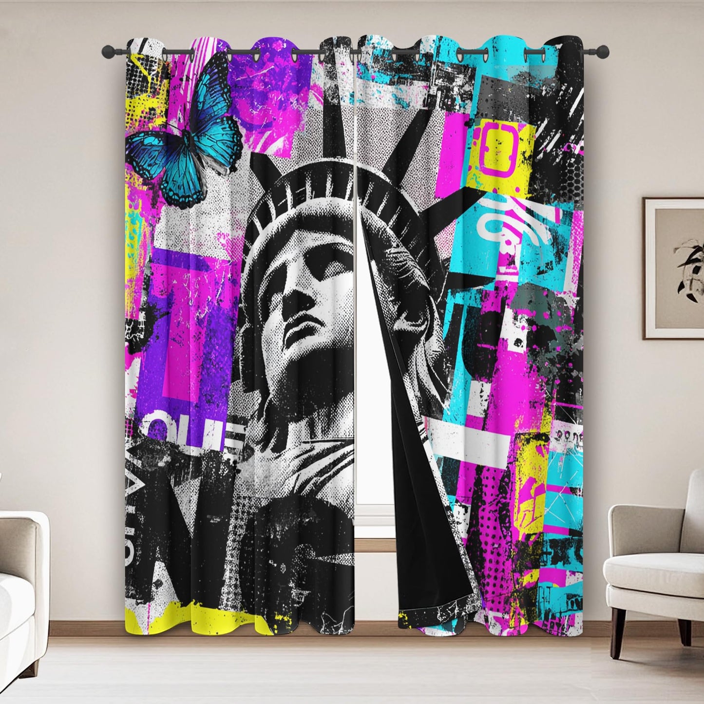 Graffiti Blackout Curtains for Bedroom Living Room Abstract Street
