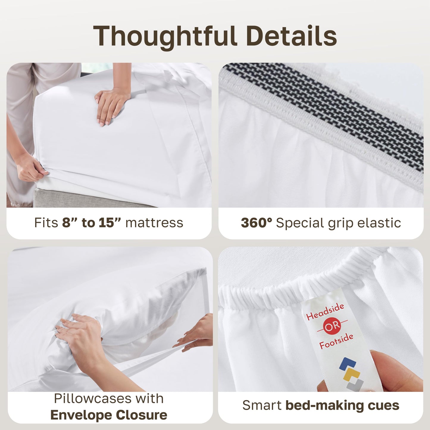 California Design Den Queen Sheet Set - Soft 100% Organic Cotton Sheets with Deep Pockets, Crisp Percale, Breathable and Durable Bedding Set - White