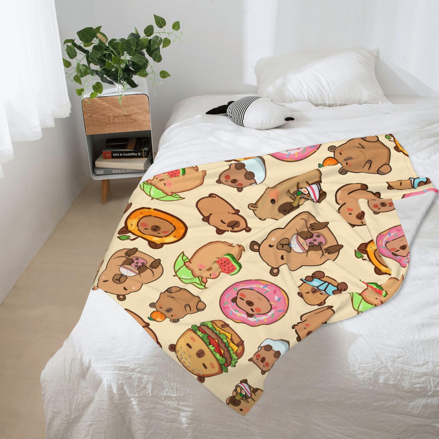 Capybara Gifts Blanket, Soft Flannel Throw for Kids Boys Girls, Cute Animal Plush Gift for Teens Birthday, Cozy Kawaii Stuff Decor for Room Couch Sofa-40x50inches