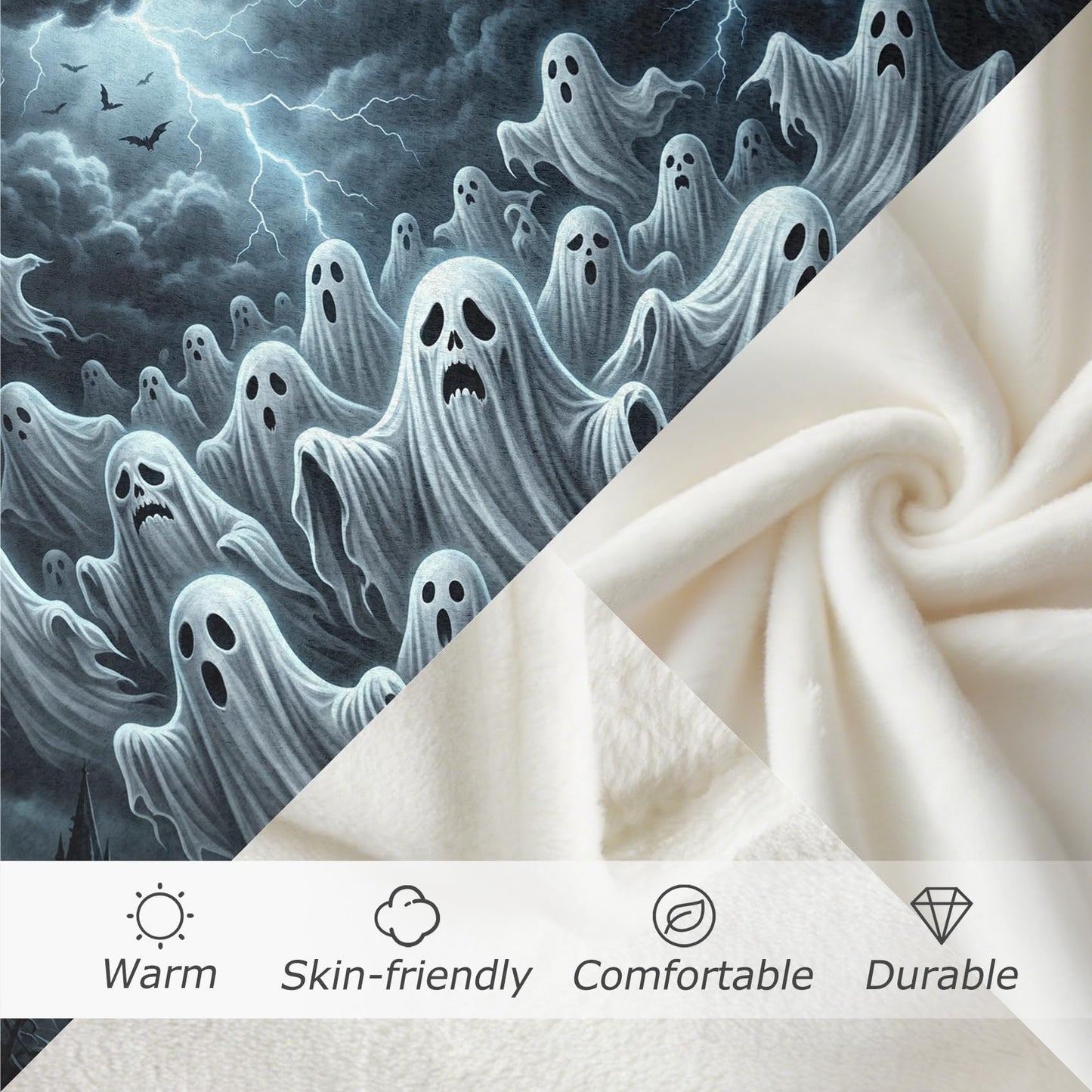 GEDAEUBA Ghost Throw Blankets Halloween - Spooky Fleece Blanket Throw, Soft Cozy Blankets & Throws for Couch, Bed, and Sofa, 50x60 inches