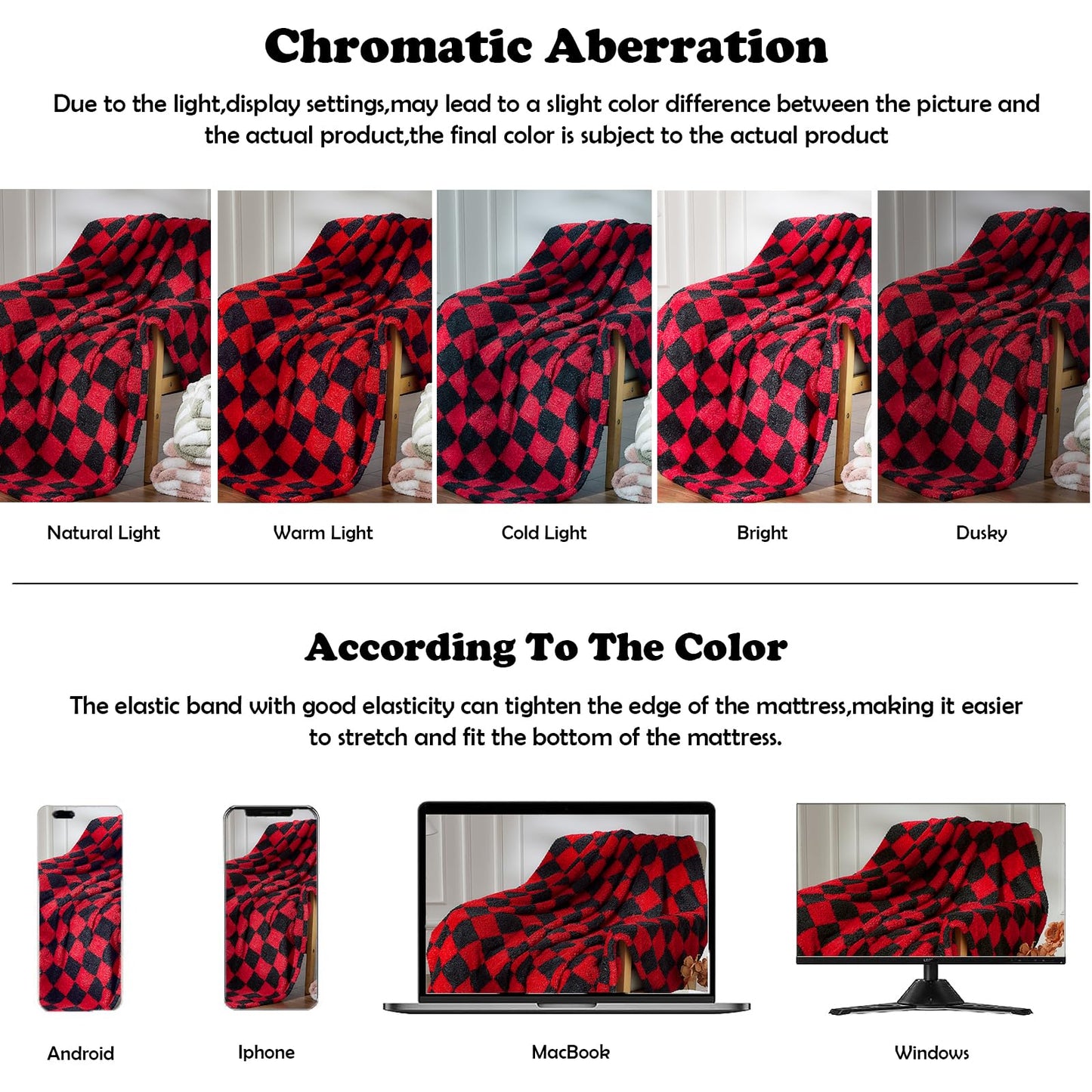 NEWCOSPLAY Knitted Red Black Checkered Blanket Super Soft Plush Throw for Couch Fuzzy Fluffy Microfiber Lightweight Blanket for Bed Sofa All Season Use (Red Black, Throw(50"x60"))