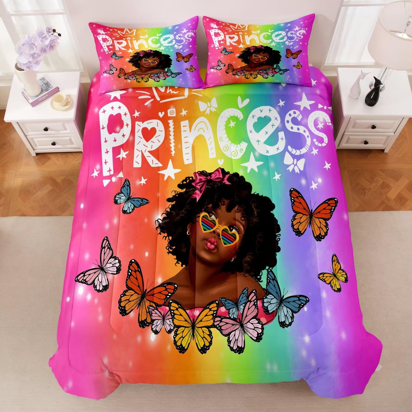 GRAT TIOC Black Girl Comforter Set Twin for Kids Teens,Girls Comforter Set for Melanin,Black Girl Magic Bedding Set,Afro Kid Bed Bedroom Set