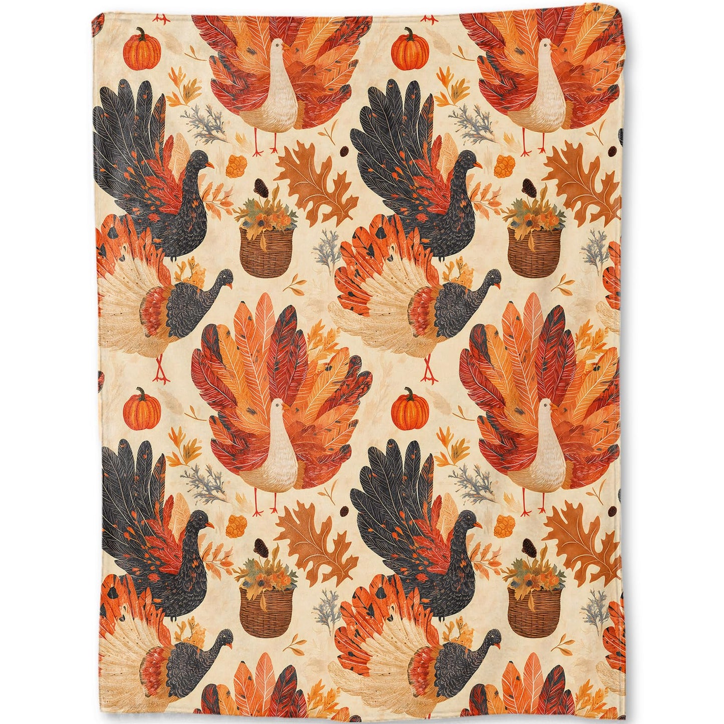 ainori Thanksgiving Turkey Blanket - Cute Autumn Festive Fleece Throw,Gifts for Kids Adult, Soft & Warm,Lightweight, for Fall Holiday Decor, Fall Celebrations, and Room Home Accents 50x60in