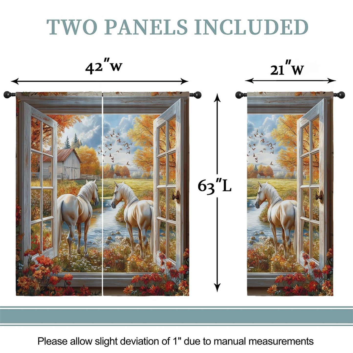 Farm Horse Boy Girls Blackout Curtains,Rustic Sunset Nature Scenery Western Country Farmhouse Barn Cabin, 2 Panel Rod Pocket Thermal Insulated Drapes for, Living, Kids Teen Room Deco 42x63 inch